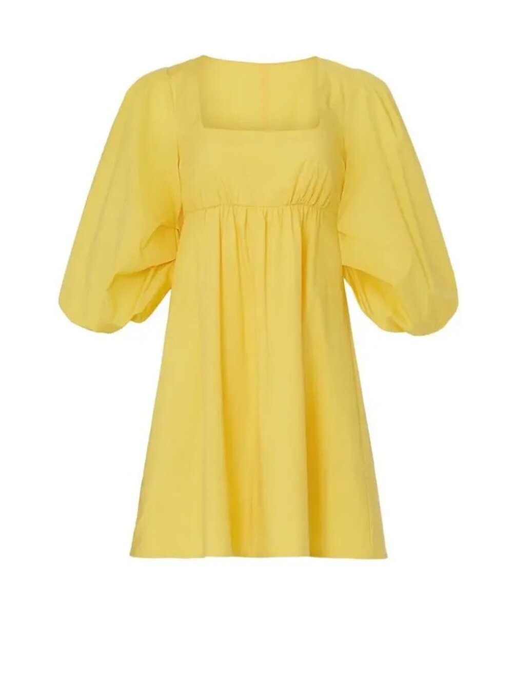 STAUD Sophie Mini Dress Yellow Poplin Puff Sleeve Darling Babydoll Sundress $295 - Picture 6 of 16